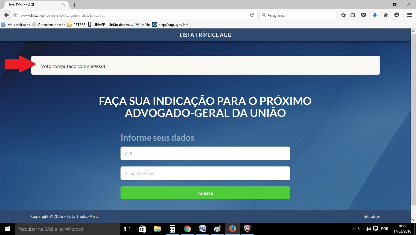 Verifique se seu voto foi computado com sucesso.