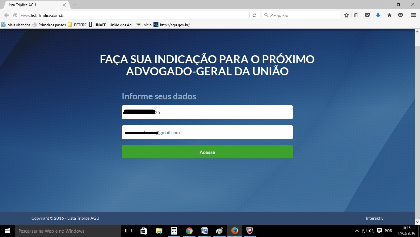 Com dados cadastrados pela ANPPREV, insira CPF e email e clique em Acessar